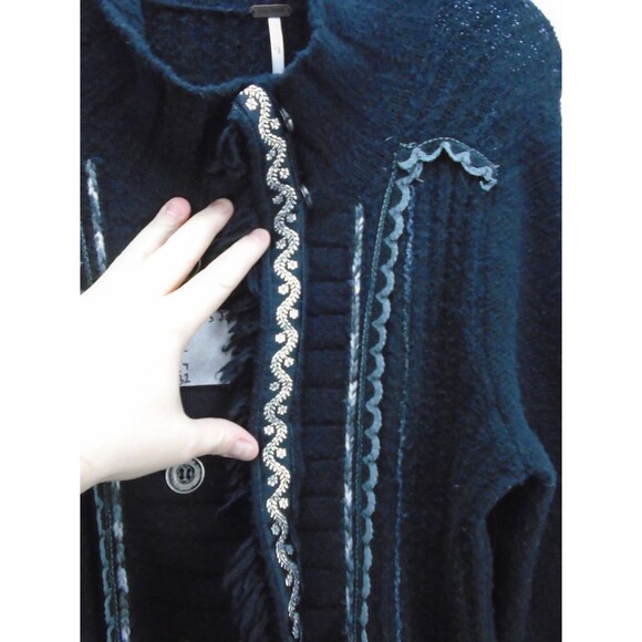 Free people Cozy Admiral's Jacket Sweater Womens Size M 19235217 Black - Picture 8 of 11